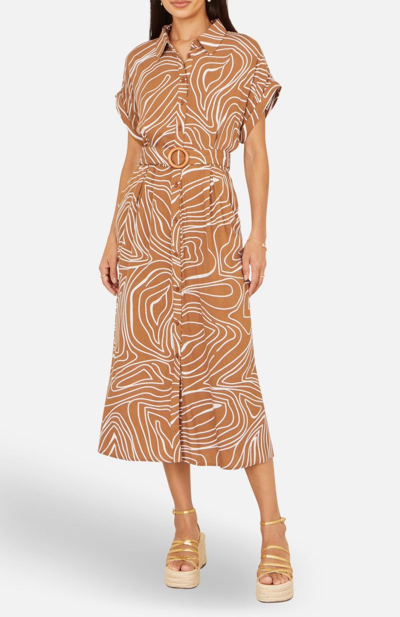 Women's Abstract Swirl Print Relaxed Midi Dress