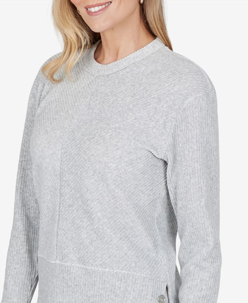 Petite Ribbed Crewneck 3/4-Sleeve Sweater