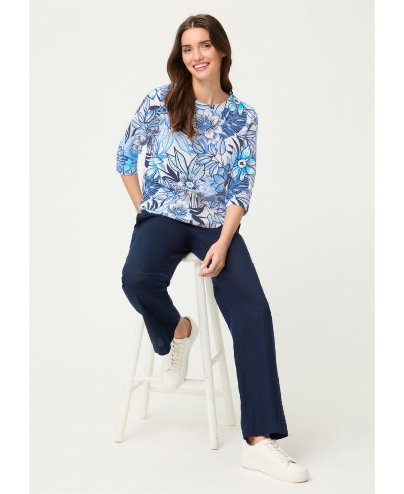 Women's Floral Rib Knit Jersey Top