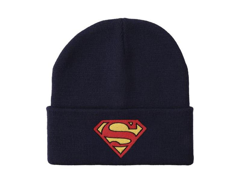Men's Superman Logo Embroidery Acrylic Knit Cuff Beanie
