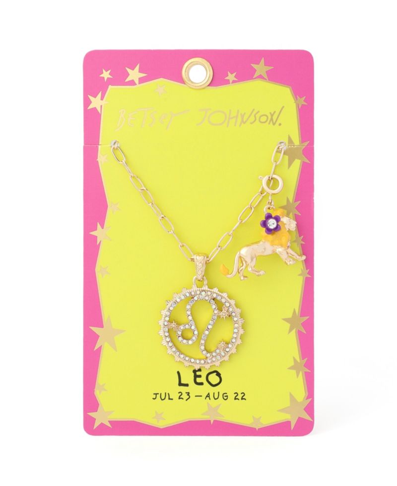 Faux-Stone Leo Celestial Pendant Necklace Charm Zodiac Set