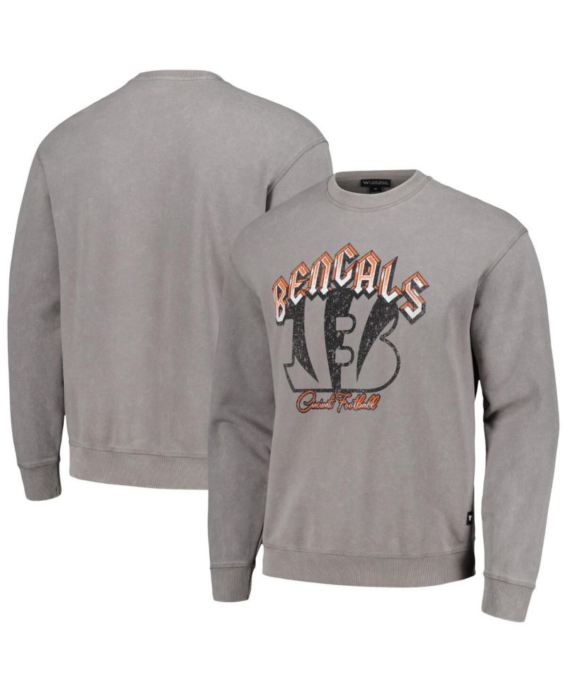 Men's and Women's Gray Cincinnati Bengals Distressed Pullover Sweatshirt