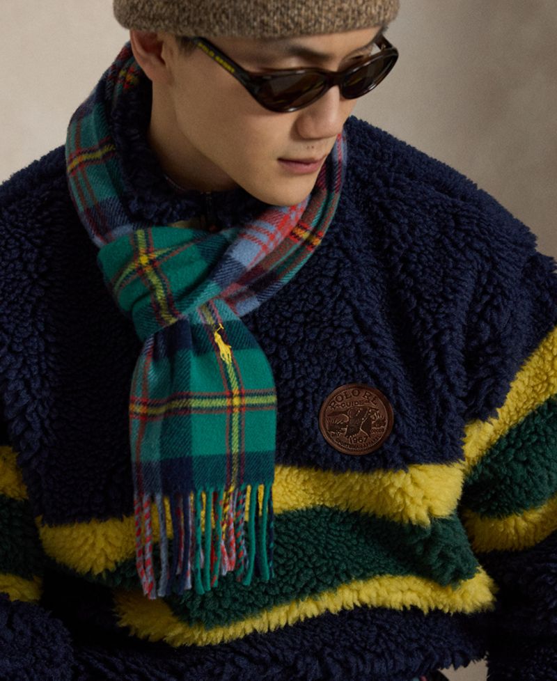 Men's Striped Fleece Quarter-Zip Pullover