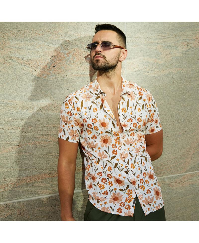 Men's Orange Flower Shirt