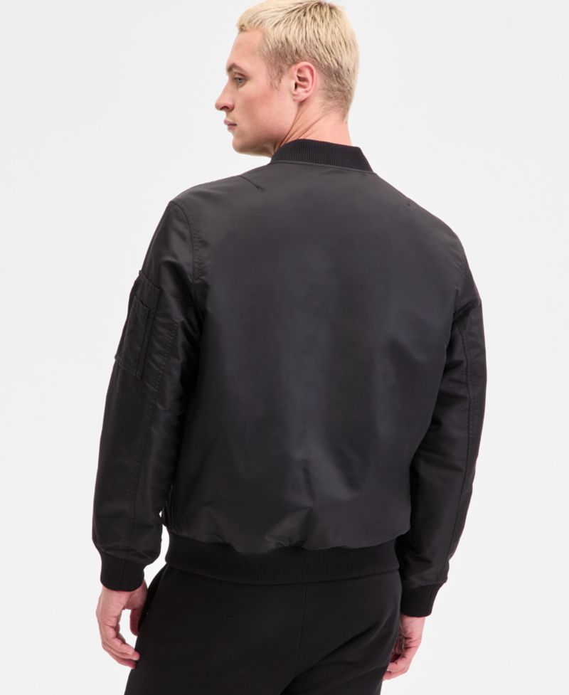 Men's Baken2435 Slim-Fit Satin Bomber Jacket