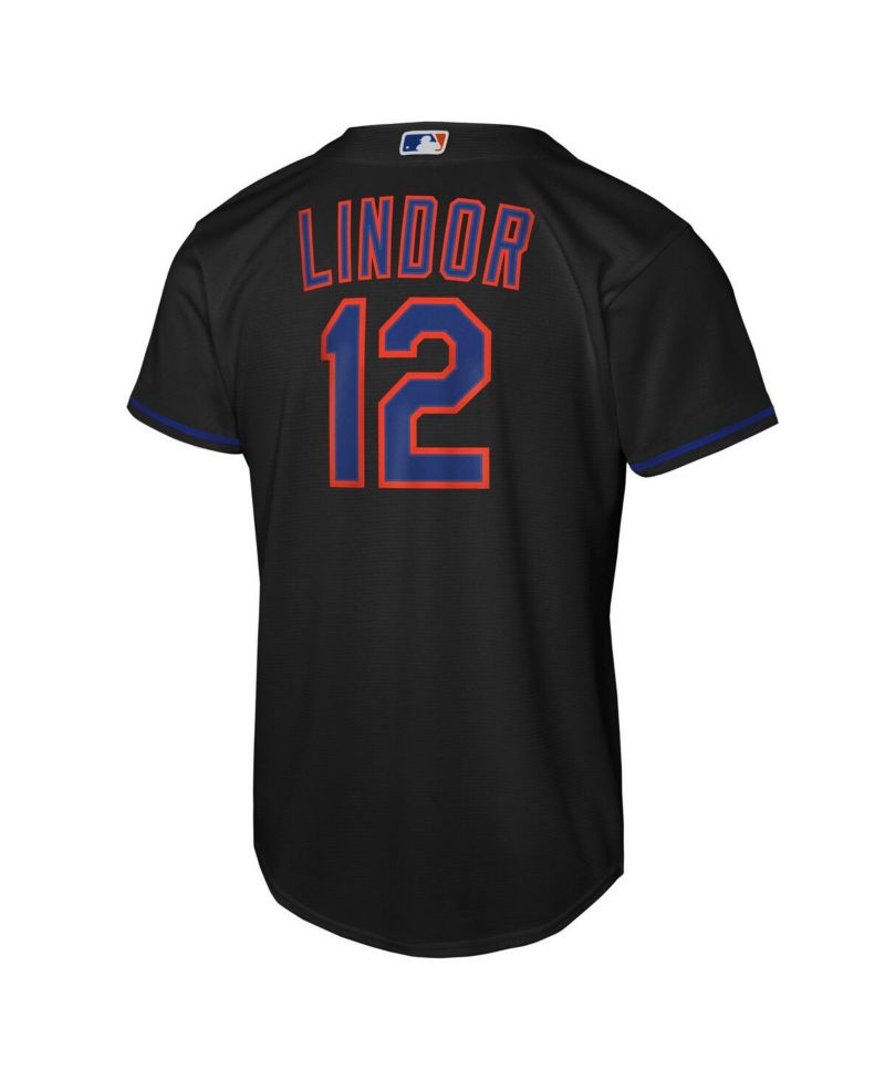 Big Boys and Girls Francisco Lindor Black New York Mets Alternate Replica Jersey