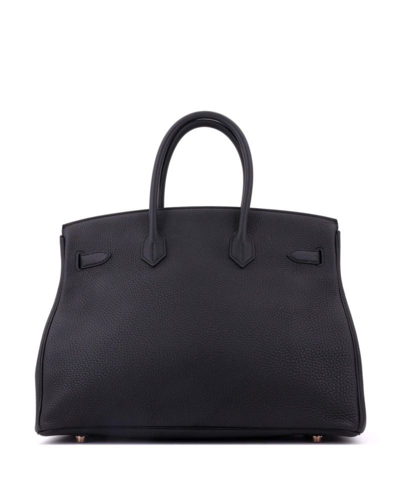 Pre-Owned Hermes Birkin 35 Handbag Black Togo with Rose Gold Hardware
