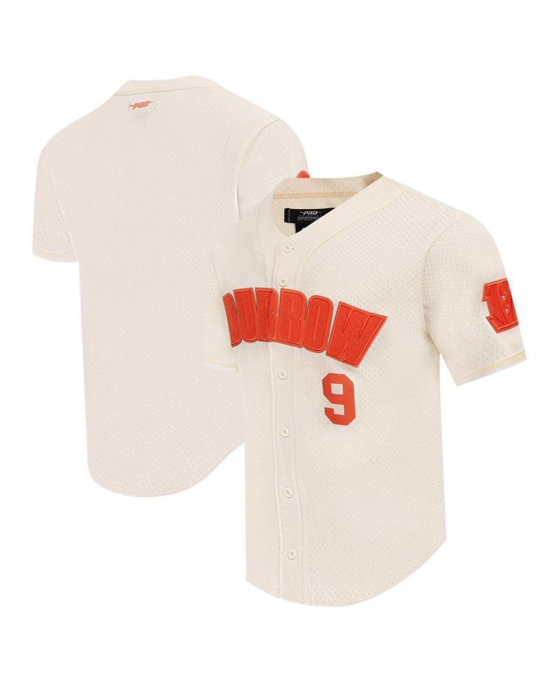 Men's Joe Burrow Cream Cincinnati Bengals Name & Number Triple Tonal Button-Up Baseball Jersey
