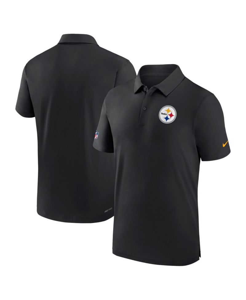 Men's Black Pittsburgh Steelers Sideline Coaches Performance Polo Shirt