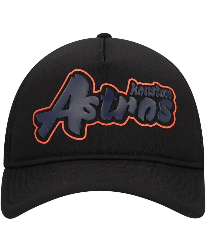 Men's Black Houston Astros Retro Bold A-Frame Trucker 9FORTY Adjustable Hat