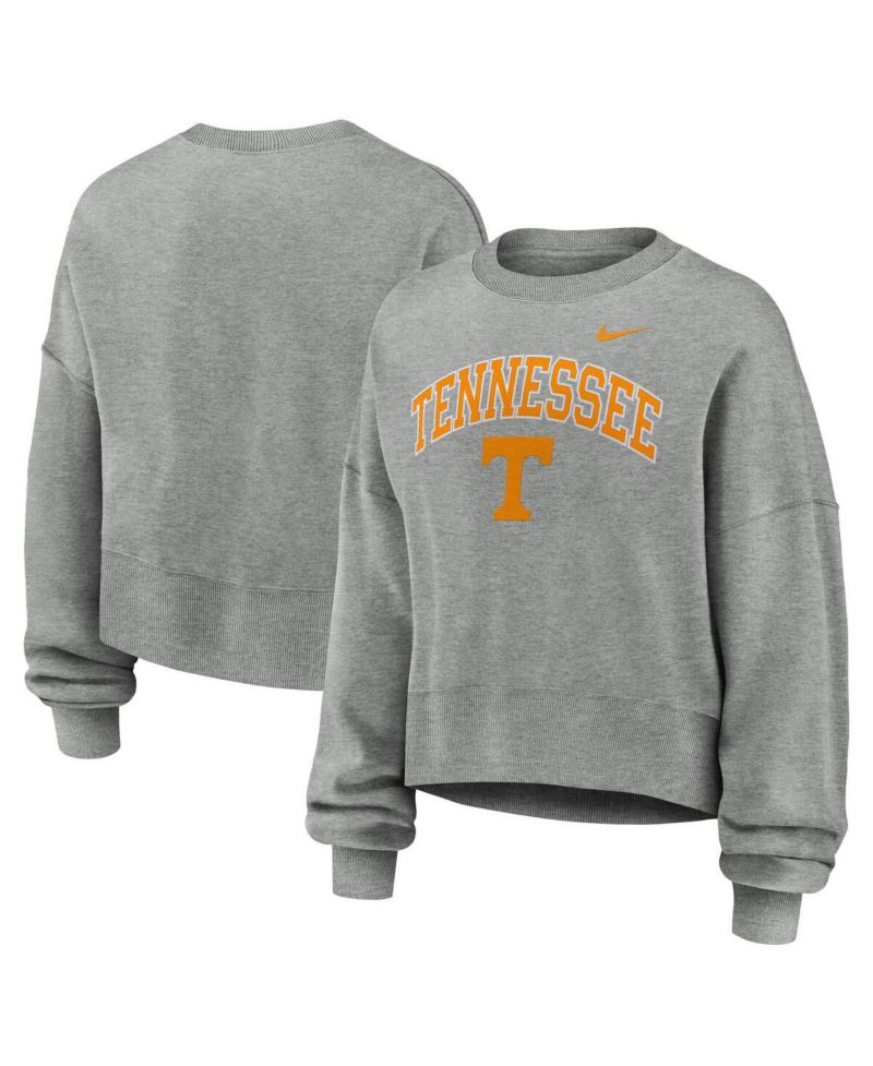 Women's Heather Gray Tennessee Volunteers Oversized Phoenix Arch Pullover Sweatshirt