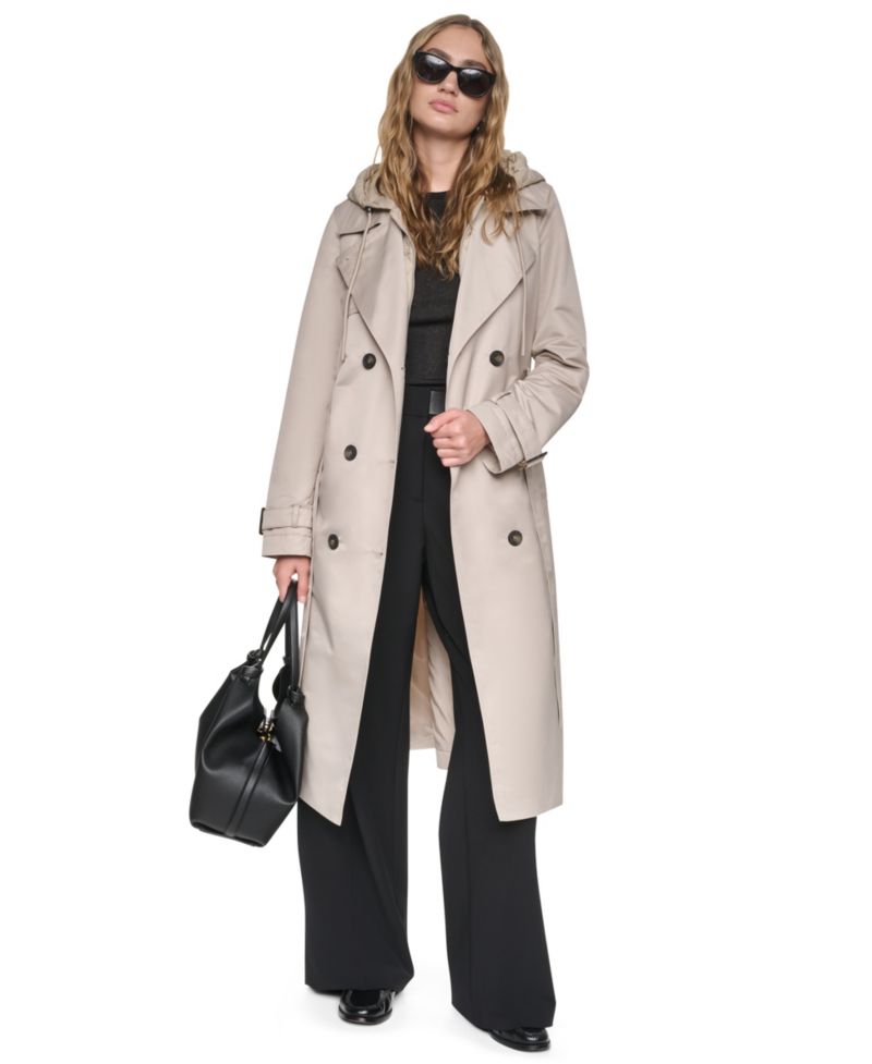 Women's Quilted Hooded Trench Coat