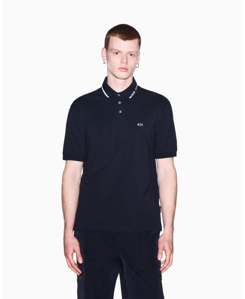 Men's Pique Tipping Wording Polo Shirt