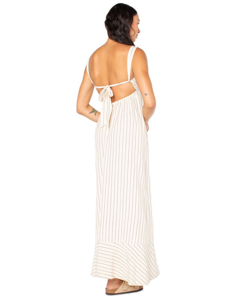 Women's Wilder Coast Striped V-Neck Tie-Back Maxi Dress
