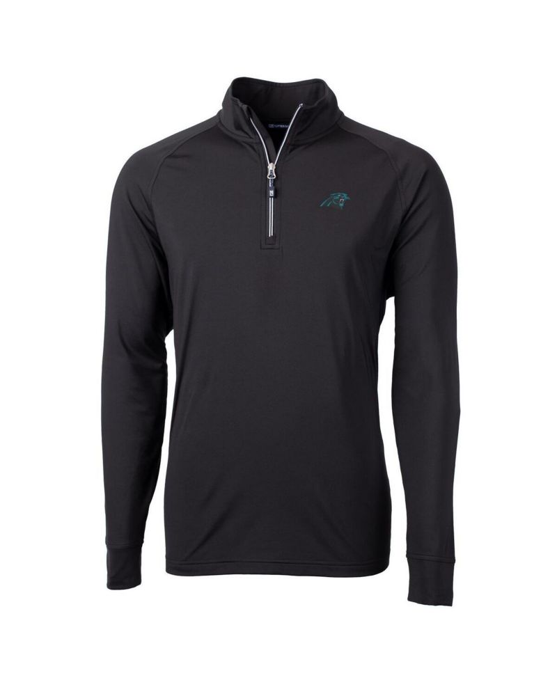 Men's Black Carolina Panthers Adapt Eco Knit Quarter-Zip Pullover Jacket