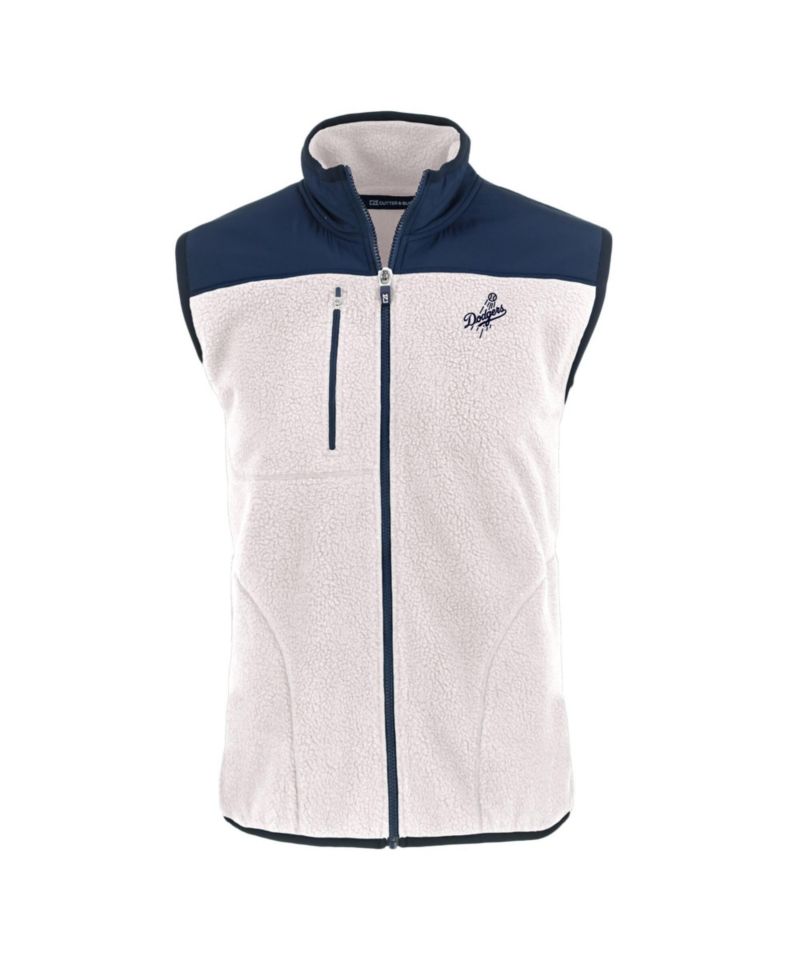 Men's Oatmeal/Navy Los Angeles Dodgers Cascade Eco Fleece Full-Zip Vest