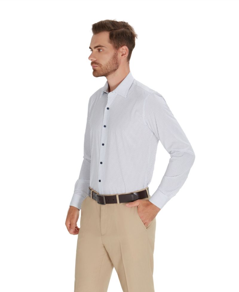 Men's Slim-Fit Dot Pattern Dress Shirt