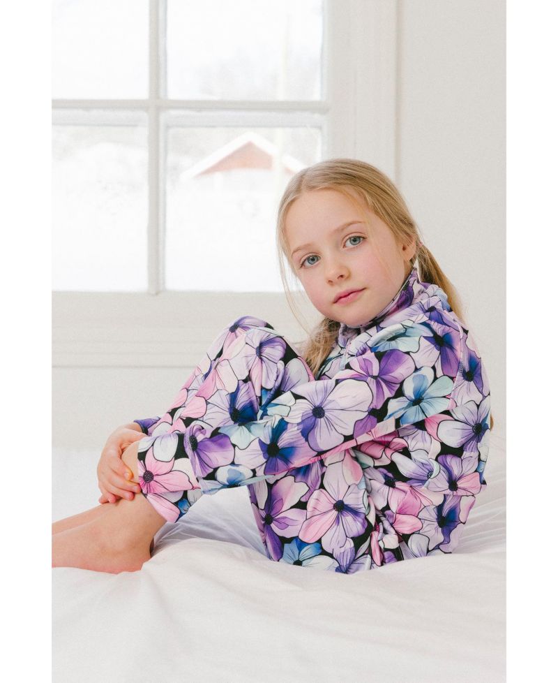 Little Girls 6-14 Two Piece Thermal Underwear Floral Print