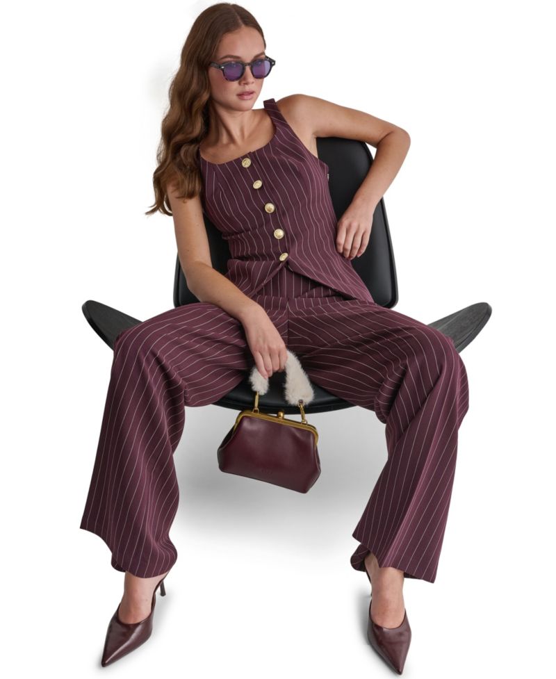 Women's Pinstripe Square-Neck Vest