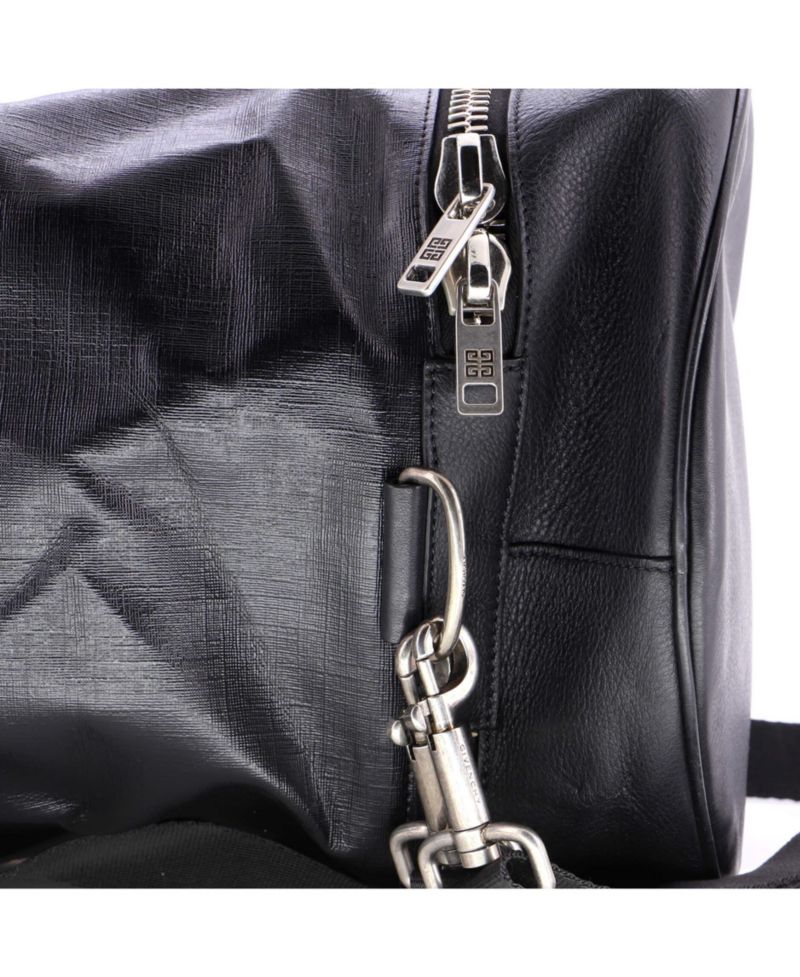 Large Jaw Bag Coated Canvas with Leather
