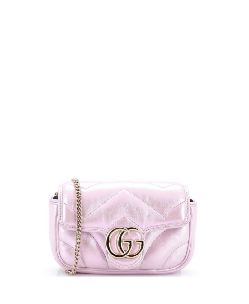 Super Mini GG Marmont Flap Bag Chevron Iridescent Leather