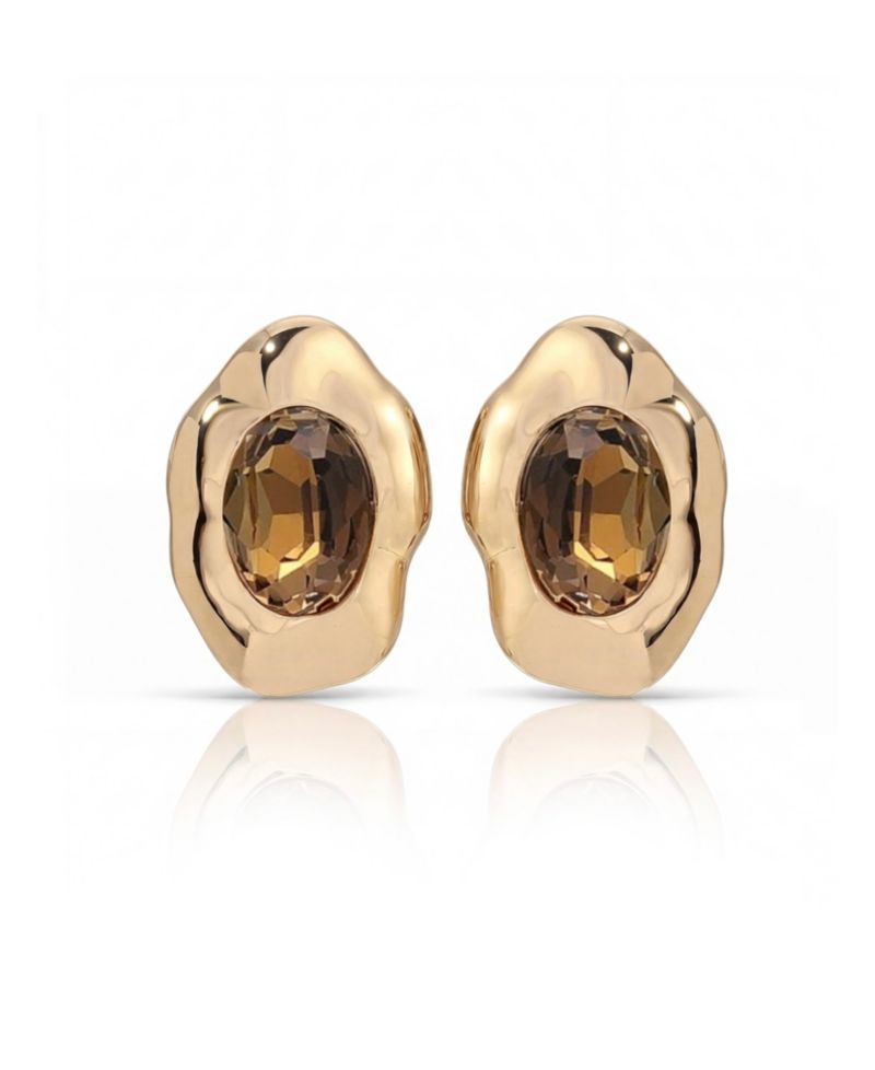 Molten Glow Crystal Stud Earrings