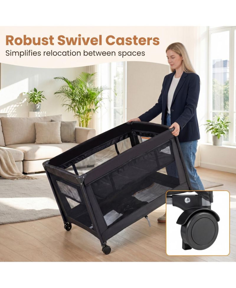 Portable Baby Playard with Soft Mattress, Breathable Mesh Sides
