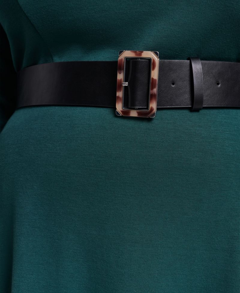 Plus V-Neck 3/4 Sleeve Fit & Flare Dress