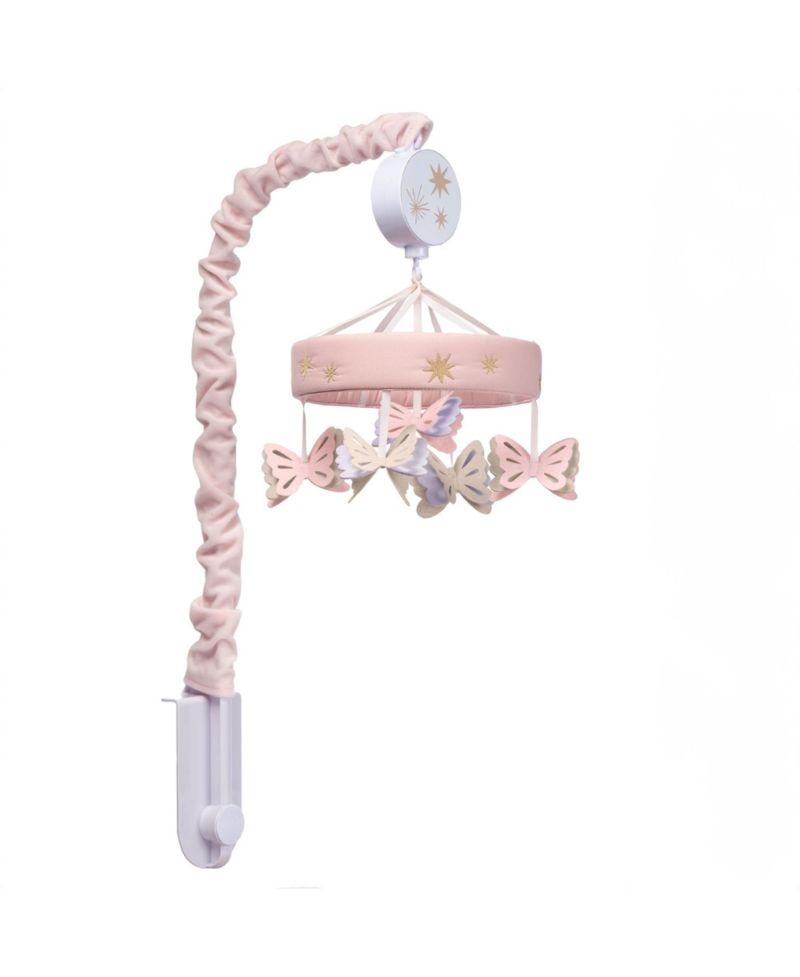 Lambs and Ivy Butterfly Dreams Pink/Purple Musical Baby Crib Mobile Soother Toy