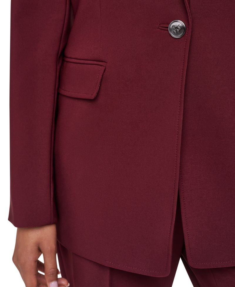 Women's Shoulder-Padded One-Button Notch-Collar Blazer