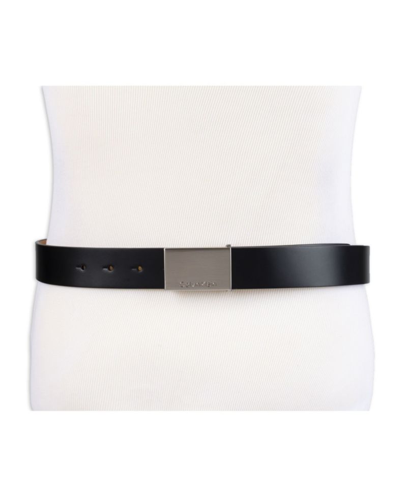 35MM Men's Casual Belt with Engraved Plaque Buckle