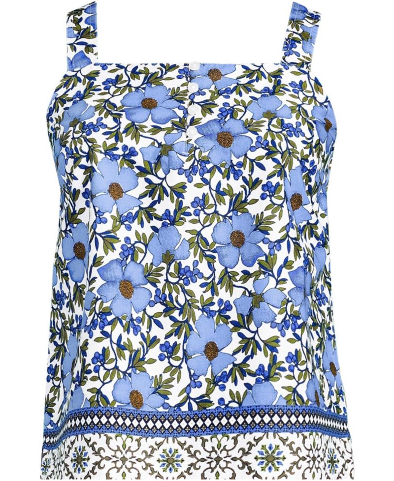 Women's Poplin Square Neck Sleeveless Shell