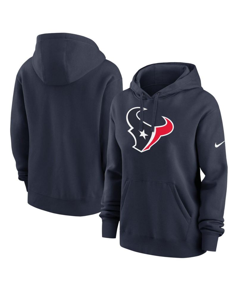Women's Navy Houston Texans Club Fleece Pullover Hoodie