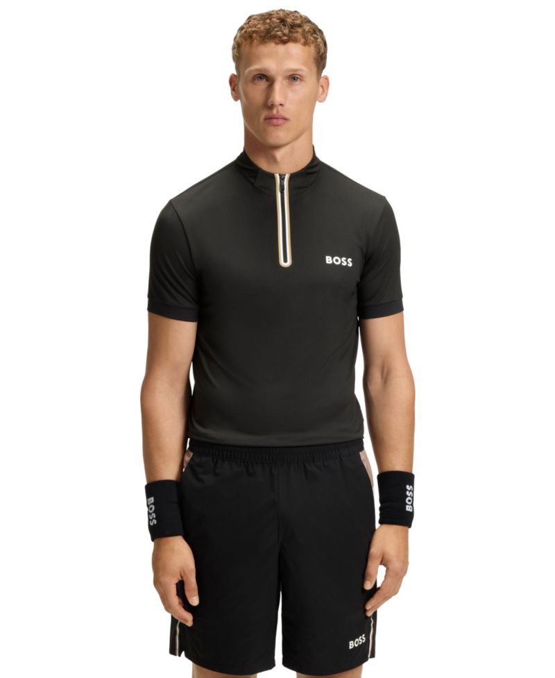Men's Stretch-Mesh Jersey Zip-Neck T-Shirt