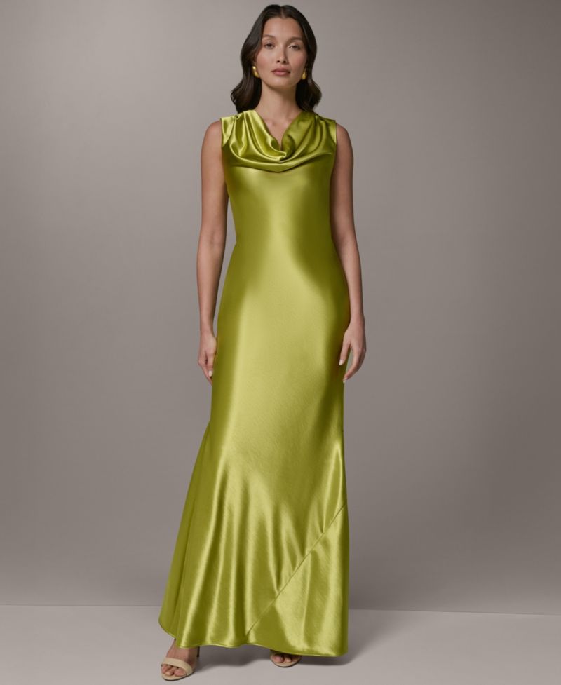 Petite Sleeveless Cowl Neck Ball Gown