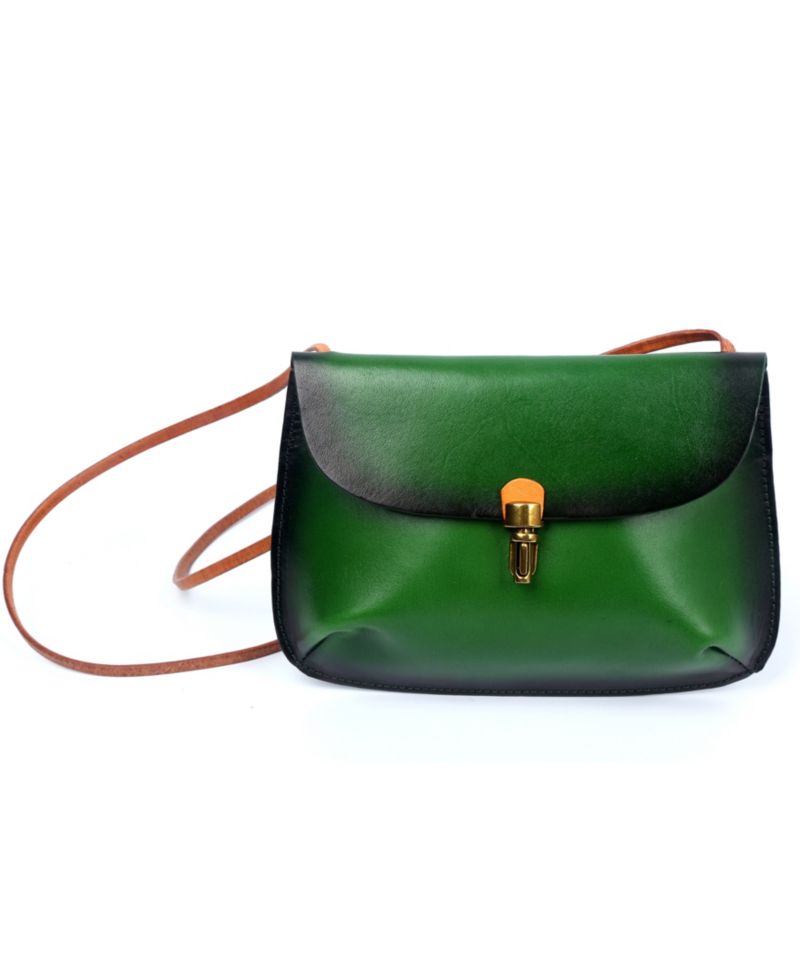 Ada Small Leather Pushlock Crossbody Bag