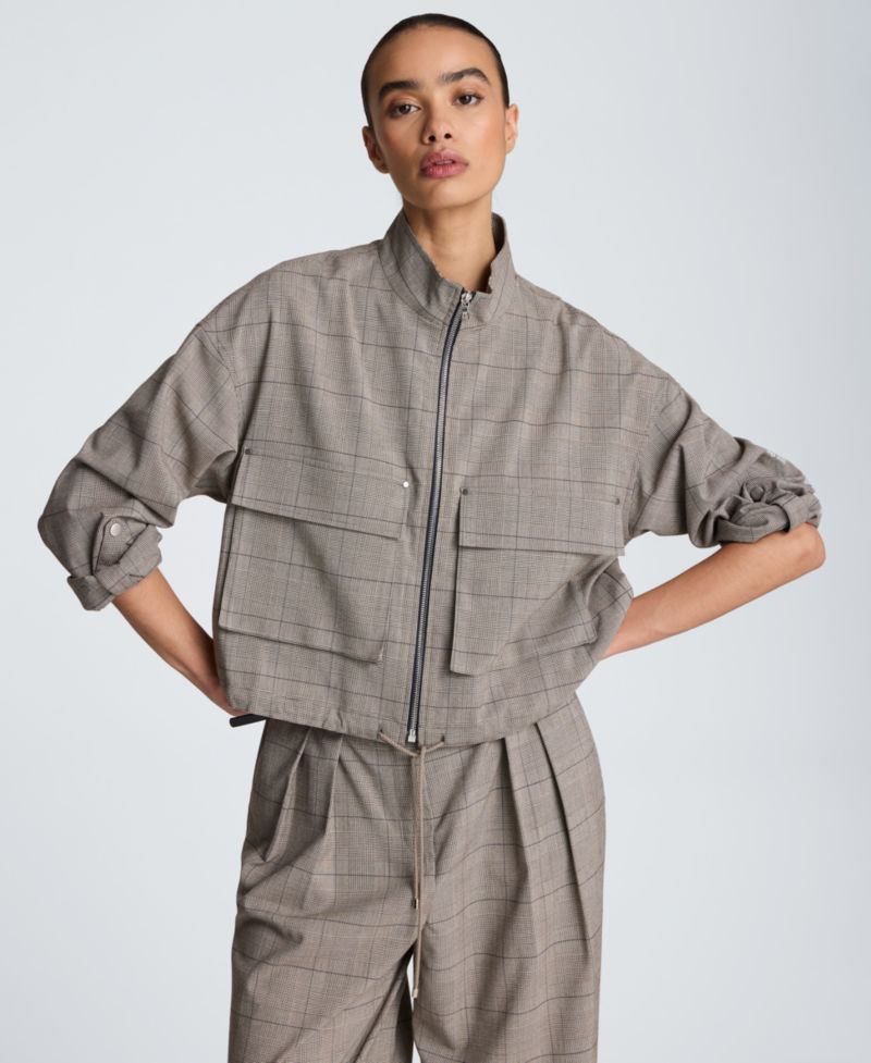 Women's Drawcord Flap Pocket Windbreaker Jacket