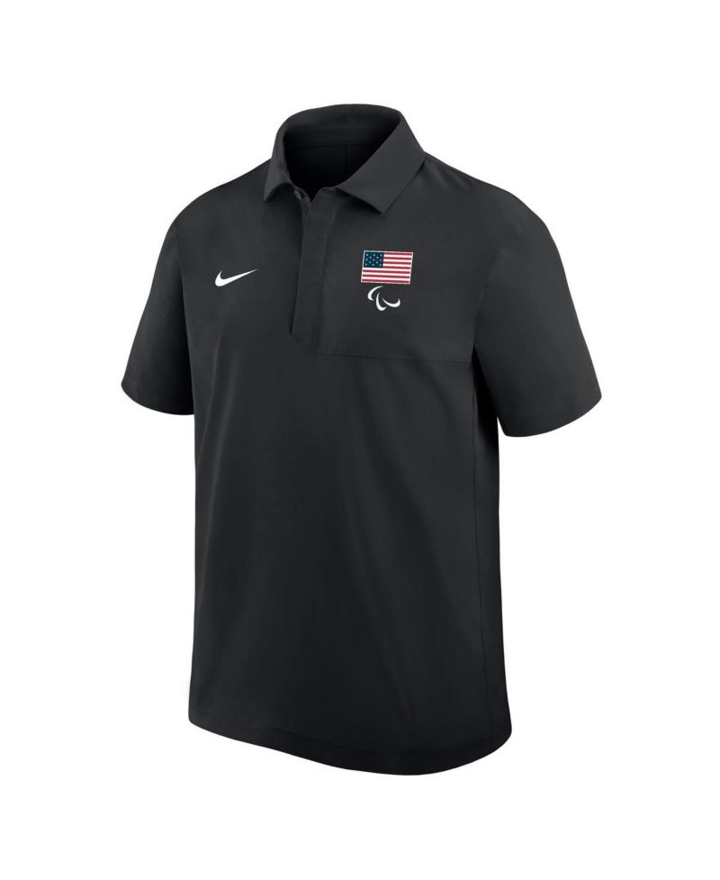 Men's Black U.S. Paralympics Woven Polo Shirt