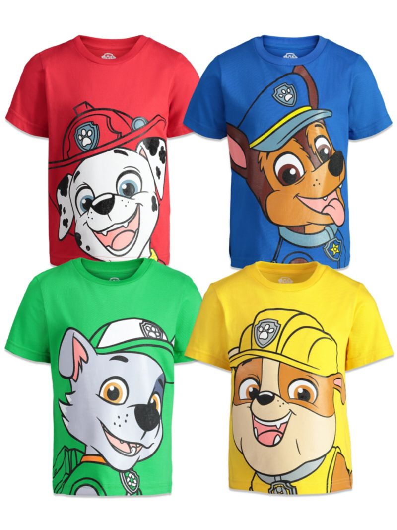 Big Boys Chase Marshall Rubble Rocky 4 Pack Graphic T-Shirts