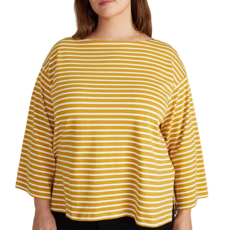 Plus Size Montauk Breton Stripe Bell Sleeve Top