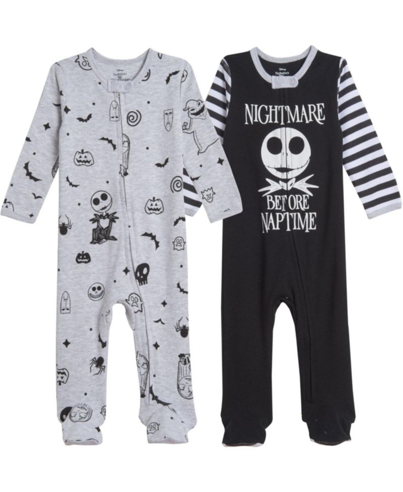 Baby Boys Disney Jack Skellington 2 Pack Footed Coveralls