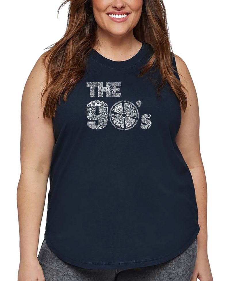 Plus Size 90's Music Word Art Tank Top