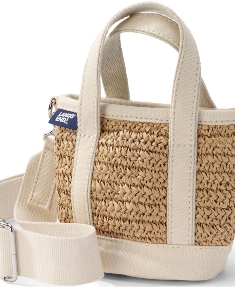 Mini Raffia Open Top Canvas Tote Bag