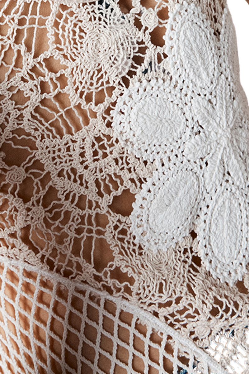 Women's Scoop Neck Crochet Mini Dress