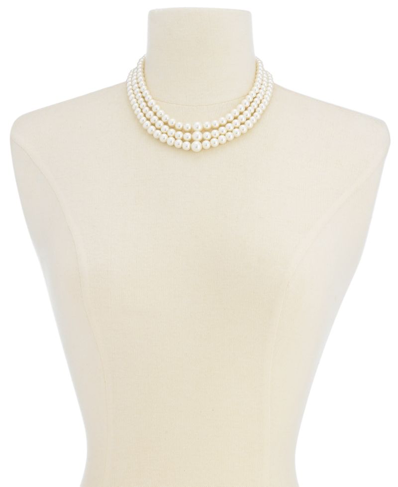Three Row White Simulated Pearl (10 mm)