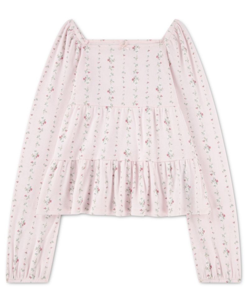 Girls' 5-16 Long-Sleeve Babydoll Top