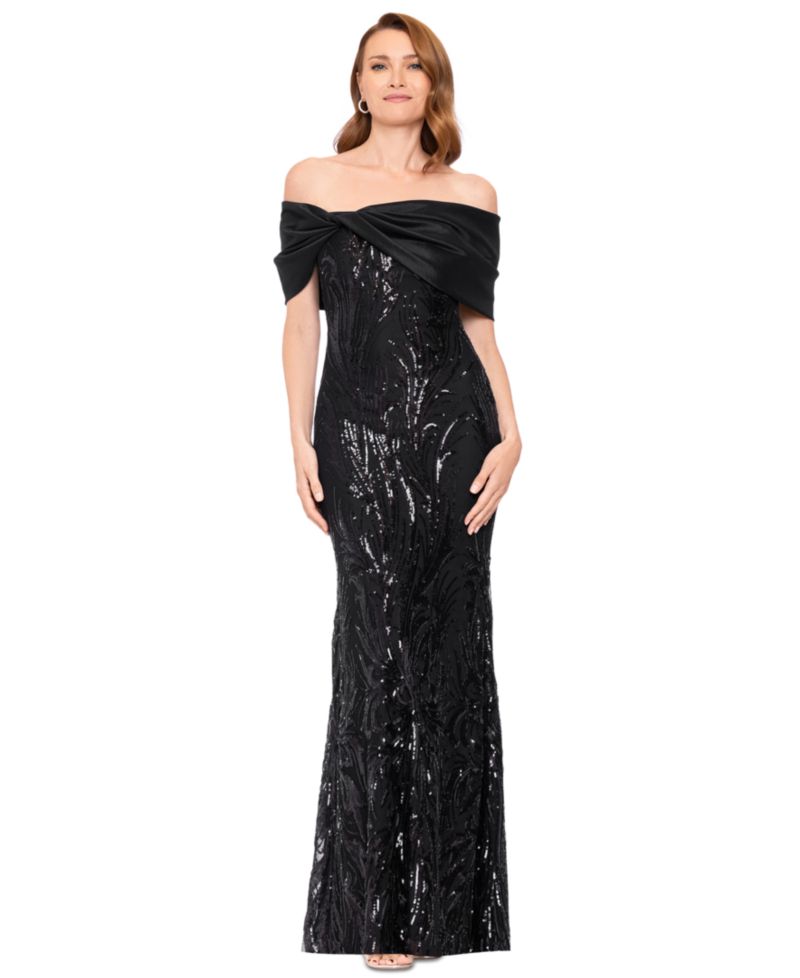 Women's Sequin Off-the-Shoulder Gown