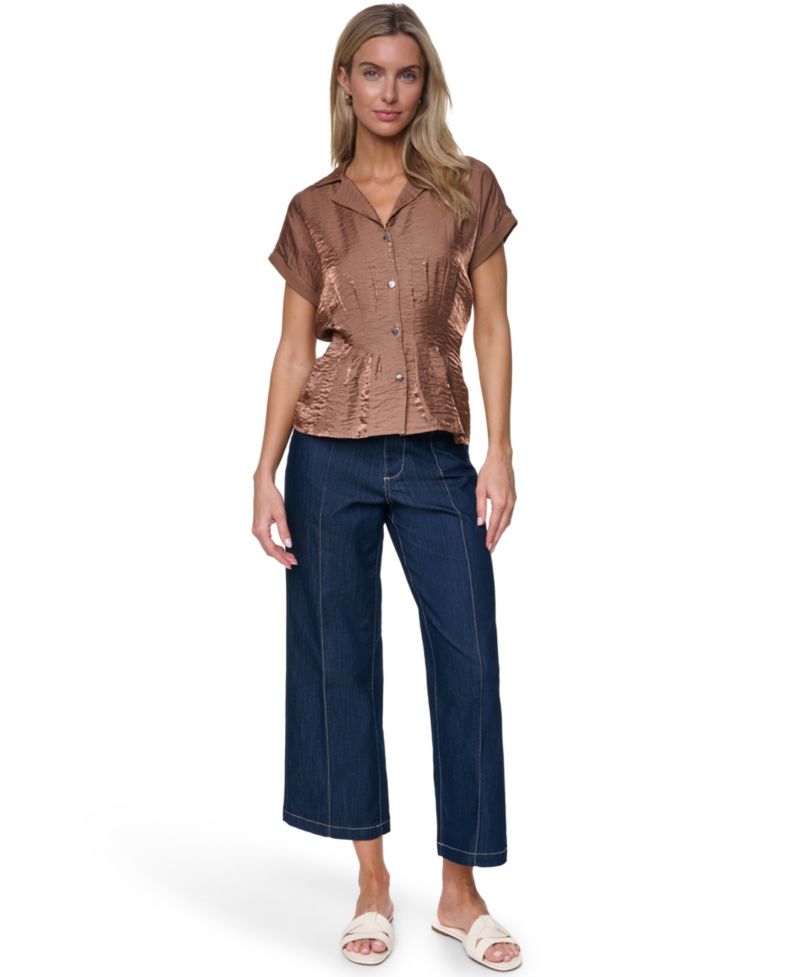 Women's Short-Sleeve Pleated Shirt