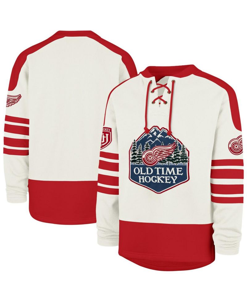 Men's Cream Detroit Red Wings Pond Hockey Trio Eternal Lacer Sweatshirt
