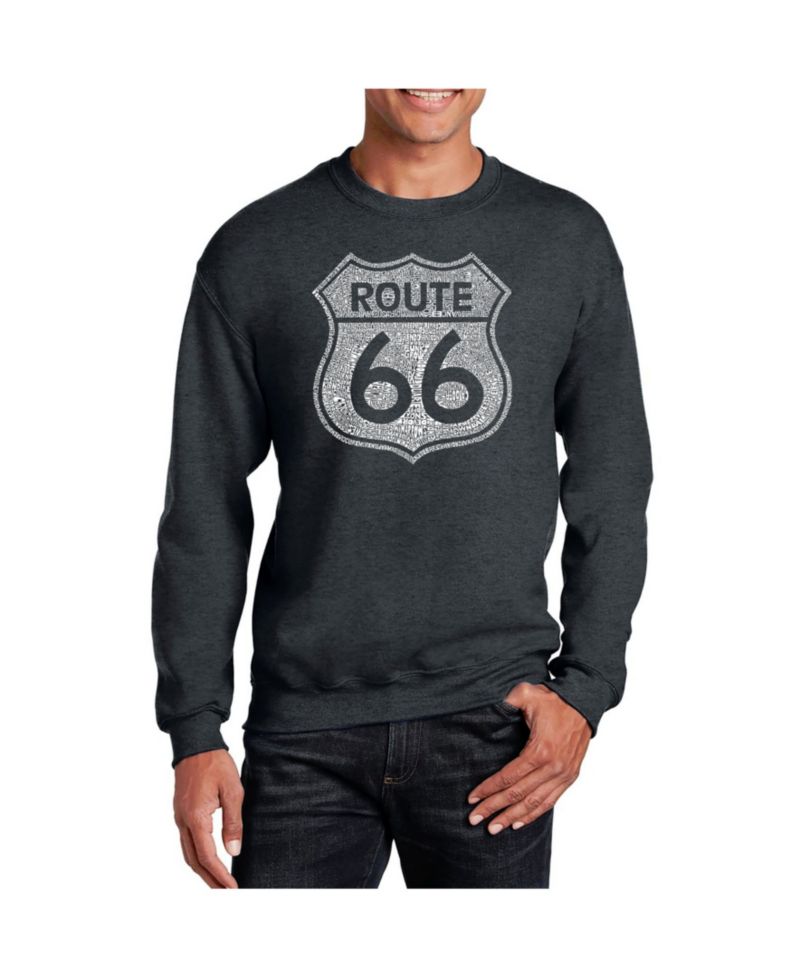 Men's Word Art Cities Along The Legendary Route 66 Crewneck Sweatshirt